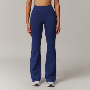 High Waisted Flare Yoga Pants for Women, Non-See-Through Bootleg Workout Leggings, Navy Blue